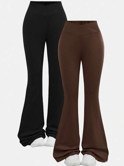 Girlism Casual Solid Color Tween Girls Pants Bottoms Set, Bell Bottom Pants, Pants Flare Leg, Flared Pants, Flare Pants, Flared Leggings