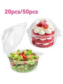 20/50 piezas Cajas desechables con forma de cabeza de oso para postres - Perfectas para fiestas, magdalenas y pasteles | Contenedores de plástico redondos para pasteles con tapa abatible - Blanco - Ver 1