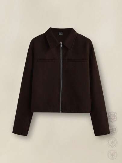 HIMLAND Men's Loose Fit Turndown Collar Long Sleeve Casual Jacket Jackets For Women Brown Jacket Cotton Jacket Cropped Jacket Zip Up Jacket