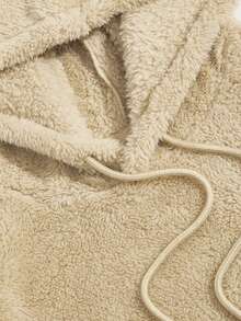 EASEVO 加大码男士字母贴布抓绒连帽衫短裤套装，秋冬款