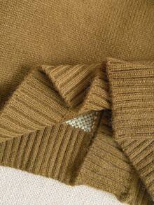 PrepCrw 1 件 Joliand 小男孩优雅都市休闲可爱费尔岛动物与几何图案橄榄绿色翻领开衫，适合休闲、通勤、派对、聚会、夏季和秋季 - 彩色 - 查看 8