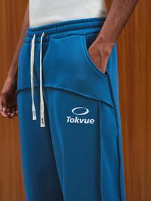 TOKVUE Quần ống đứng dáng rộng thoải mái cho nam, thời trang đa năng, lót nhiệt thoải mái - Màu xanh bụi bặm - Xem 6