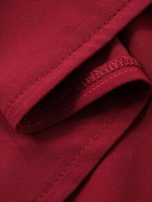 DAZY Women's Elegant Solid Color Asymmetric Belted Midi Dress With Blazer Collar, Autumn/Winter - Burgundy - View 8