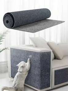 One Piece Of Cut Custom Self-Adhesive Multi-Color Cat Scratching Pad For Cat Climbing Frame Stand, Cat Furniture Protector, Sofa, Steps, Floor, Wall, Ground Protection, Durable Cat Scratching Pad, Ideal Cat Furniture Protection - Light Grey - View 12