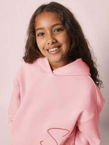 SUMWON 少女连帽衫和运动裤套装，带刺绣字母设计，休闲度假装 - 淺粉色 - 查看 5