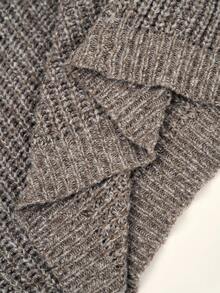 RONVEXI 男士纯色圆领长袖罗纹针织休闲套头毛衣，秋冬款 - 灰色 - 查看 7