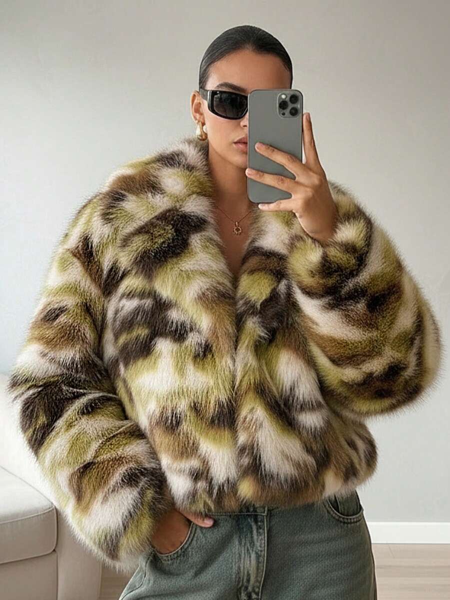 Lumalex Kunstfell Kurze Loose Fit Damen Jacke - Grau - Übersicht 1