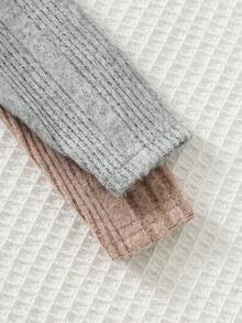 Cozy Pixies 4pcs Baby Girl Solid Color Knit Soft Peter Pan Collar Long Sleeve Pullover Top & Elastic Waist Pants Set Baby Set Autumn Winter Season Baby Girl Knitted Outfits Baby Girl Warm Sets Two Piece Winter Outfits For Toddler Girl Knit Two Piece Toddler - Multicolor - View 5