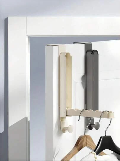 1个装门后晾衣架 可折叠晾衣架 洗衣架 重型节省空间收纳整理架 适用于衣物、毛巾、帽子 旅行居家公寓宿舍大学生必备