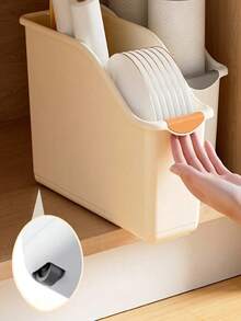 4pcs/2pcs/1pc Plastic Multifunctional Storage Box, Arc Pulley Design, Suitable For Household Cleaning Products, Household Necessities, Storage Boxes, Baskets, Household Finishing Containers. - Multicolor - View 6