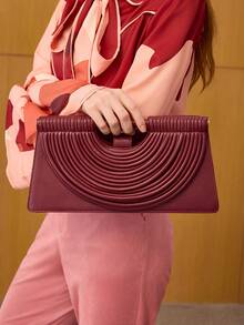 MOTF PREMIUM 垂坠 PU 皮革手提包 - 酒紅色 - 查看 6