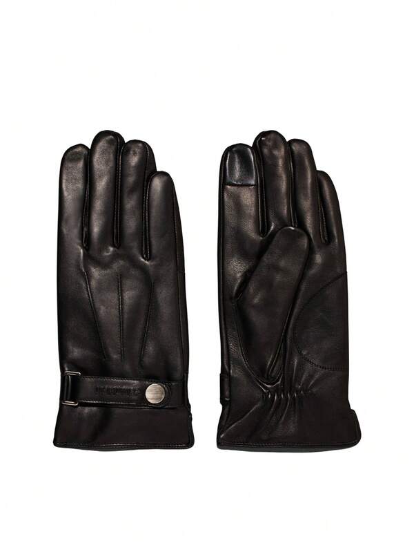 Calvin Klein Leather Rivet Gloves Men Gloves Black