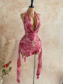 Soleia Váy ngắn hai dây cổ xếp nếp nhiều lớp in hoa cổ điển nhiều màu sắc dành cho nữ, đi nghỉ - Nhiều màu - Xem 8