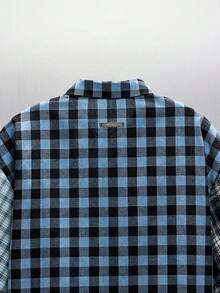 NEON BLANC Men's Plaid Simple Casual Short Sleeve Shirt - Blue - View 5