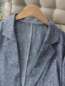 Franclia Plus Size Women's French Style Casual Elegant 3/4 Sleeve Blazer, Autumn/Winter Suit Jacket For Women Blazer Jacket For Women Women Blazer Summer Blazer Dress Jacket Women's Blazer - Blue - View 3