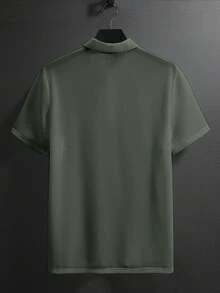 Manfinity Homme 男士纯色绿色宽松短袖半襟休闲夏季 Polo 衫