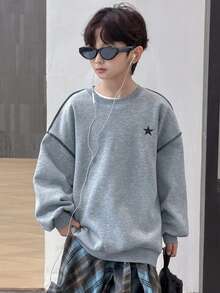 DAZY 男童落肩宽松圆领套头卫衣