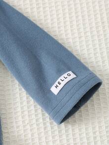 Cozy Pixies 2件套男婴纯色袖口针织装饰柔软圆领长袖套头衫和背带裤套装，可爱休闲日常穿搭 - 彩色 - 查看 5