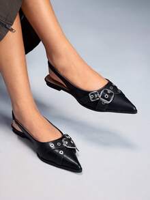 CUCCOO GRLICON 女士尖头套脚时尚休闲乐福鞋 - 黑色 - 查看 3