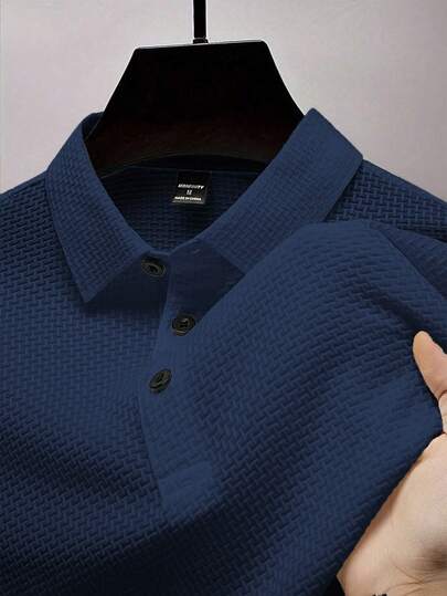 Manfinity Homme Camisa polo casual de hombre con textura sólida, para golf