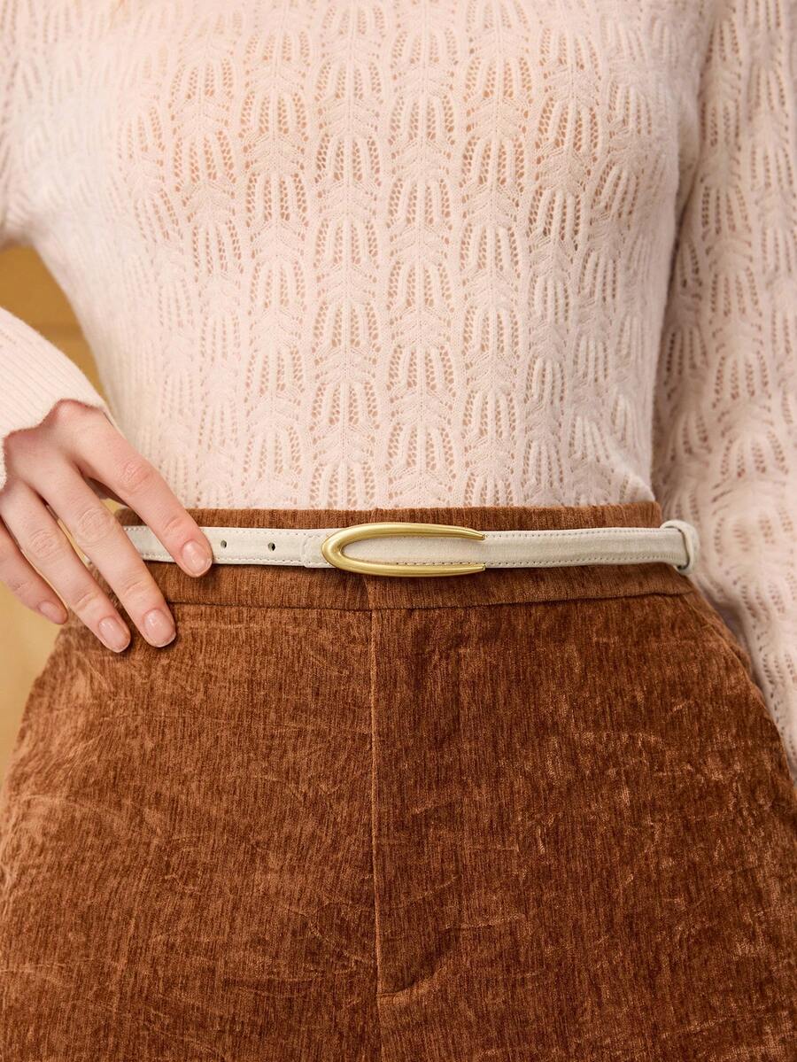 MOTF PREMIUM 1PC WOMEN BASIC SMOOTH BUCKLE SKINNY WAIST BELT, SUITABLE FOR WORK COMMUTE - White - View 1