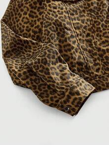 ROMWE MEN Street Life Men's Leopard Print Long Sleeve Casual Loose Fit Jacket - Brown - View 4