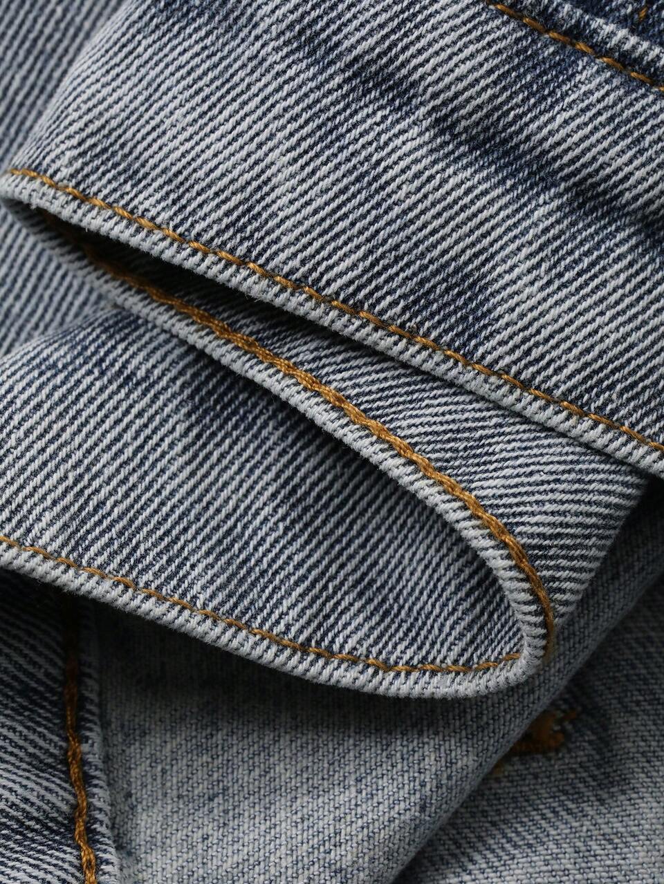 Autumn Blue Washed Gothic Letter Print Street Style Men's Denim Jacket