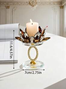 Cirelle European Crystal Lotus Candle Holder, Home Decor Accessory For Living Room, Creative New Metal Candle, Tall Stem Candle Stand, Atmosphere Dining Room Table Gifts Birthday Graduation - Multicolor - View 9