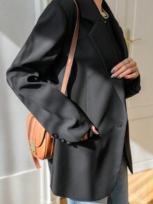 Dazy Tall Women's Tall Fit Loose Long Sleeve Casual Blazer - Black - View 10