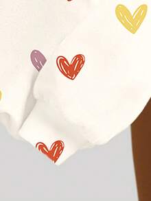 SHEIN Cozy Fall & Winter Styles, Girls Casual Fashion Creative Heart Graphic Print Sweatshirt & Leggings 2-Piece Outfit, Comfortable Athleisure Wear - Multicolor - View 4