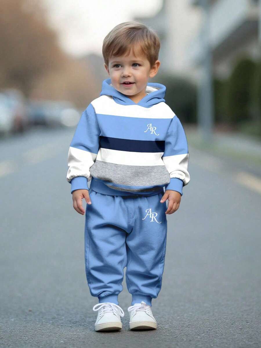 SHEIN Bộ đồ nỉ chui đầu dệt kim mềm mại, thoải mái, rộng rãi cho bé trai, phù hợp cho mùa thu/đông - Nhiều màu - Xem 1