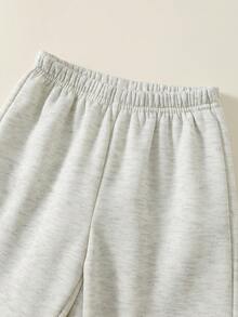 两件套儿童休闲舒适时尚简约实用百搭宽松印花加厚圆领卫衣裤套装，适合上学、日常穿着、外出、运动，春秋冬三季皆宜。 - 灰色 - 查看 6