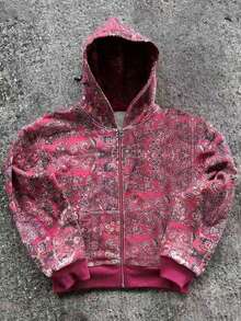 Manfinity Men's Casual All-Over Print Hoodie Sweatshirt, Autumn/Winter, Long Sleeve Top - Multicolor - View 4