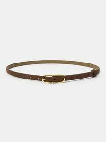 MOTF PREMIUM SLIM GOLDTONE BUCKLE BELT ELEGANT,SCHOOL - Coffee - View 5