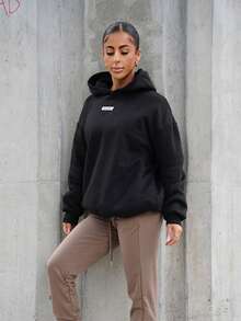 SAYEHFBABY Quần nỉ cạp rút màu trơn đơn giản cho nữ - Màu nâu  Mocha - Xem 4