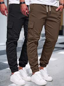 Manfinity Homme Pantalones cargo casuales de unicolor para hombre - Multicolor - Ver 6