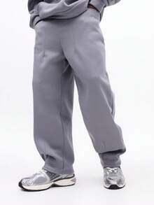 SUMWON 超大款套头连帽衫套装，休闲街头风居家服，秋冬季舒适配套慢跑裤套装 - 灰色 - 查看 6