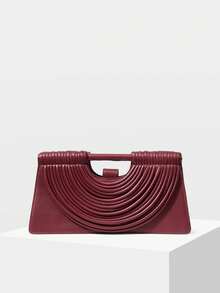 MOTF PREMIUM 垂坠 PU 皮革手提包 - 酒紅色 - 查看 2