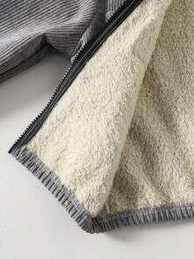 男童休闲简约抓绒外套和裤子套装（2件套），适合休闲放松、日光浴、上学、秋冬季节、幼儿穿着，保暖内衬。 - 灰色 - 查看 8