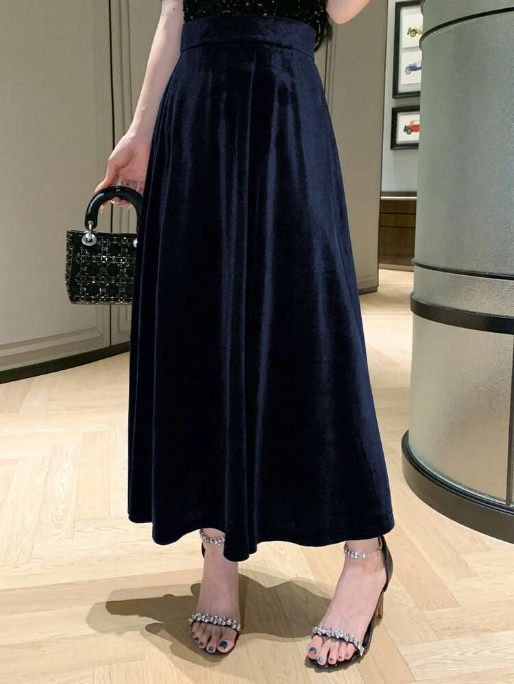 Women's Elegant Solid Color Minimalist Long Skirt Winter Women Skirts