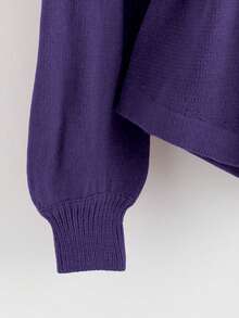 GlowEve New Elegant Button Decor Pullover Sweater, Minimalist European & American Style Fashion Knit Top - Purple - View 4
