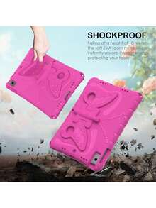 1pc Rose Red Butterfly Stand With Shoulder Strap EVA Tablet Protective Case, With Stand Function, Compatible With IPad - Hot Pink - View 3