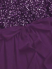 DreamSkyne Plus Size Women Sleeveless Patchwork Sequin Embellished Elegant Dress Maxi Women Outfit - Purple - View 6