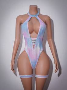 AltCore Women's Ombre Hollow-Out Sequin Halter Sexy Jumpsuit - Multicolor - View 5