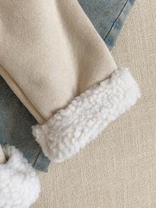 PrepCrw 1 件年轻女孩优雅学院风休闲都市连帽长袖羊毛夹克，适合外出、聚会、返校、秋冬 - 杏色 - 查看 4