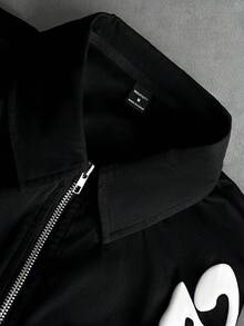 Manfinity EMRG Áo sơ mi dài tay in chữ có khóa kéo tiện dụng cho nam - màu đen - Xem 6