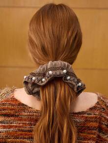 MOTF PREMIUM BROWN IMITATION PEARL CROCHETED HAIR BAND (RANDOM PATTERN) - Brown - View 4