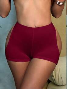 Swim SXY 女士性感镂空泳裤，适合夏季海滩度假 - 酒紅色 - 查看 2