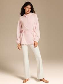 GLOWMODE Softserene Modal Off-Duty MVP Relaxed Fit Silky Smooth Breathable Hip Length Zip-Up Hoodie Jacket Daily Casual Wear Valentine's Day - Baby Pink - View 7