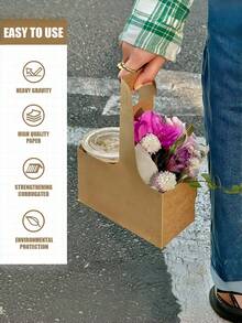 15 PCS Dual Cup Kraft Drink Carrier Disposable Takeout Tray For Simultaneous Hot Cold Beverages Ideal For Coffee Shops Cafes And Food Trucks